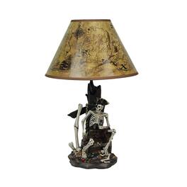 Zeckos - Pirate Skeleton W/ Treasure Table Lamp W/ Shade 21 inches tall - Multicolored