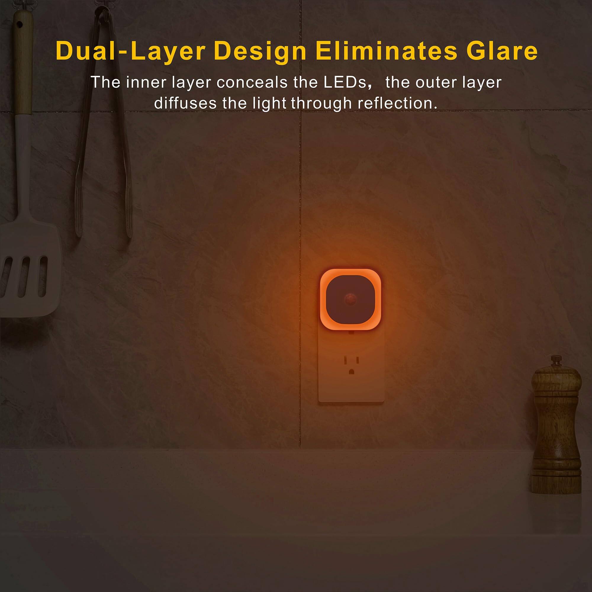 Dual-Layer Design Eliminates Glare  
The inner layer conceals the LEDs, the outer layer diffuses the light through reflection.