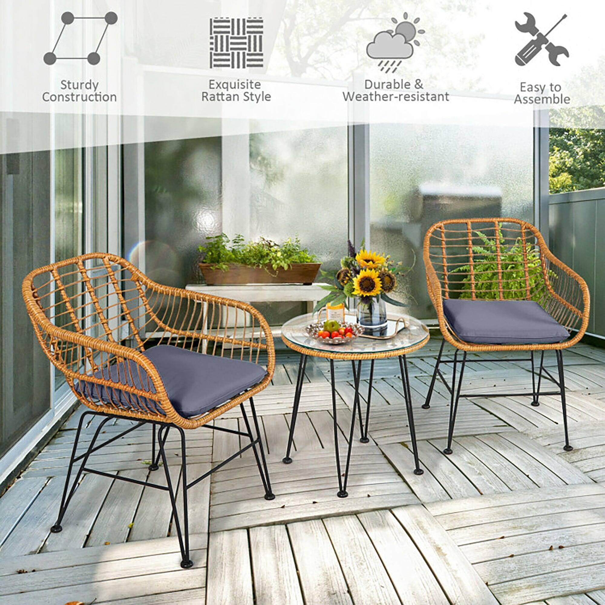 Sturdy Construction  
Exquisite Rattan Style  
Durable & Weather-resistant  
Easy to Assemble