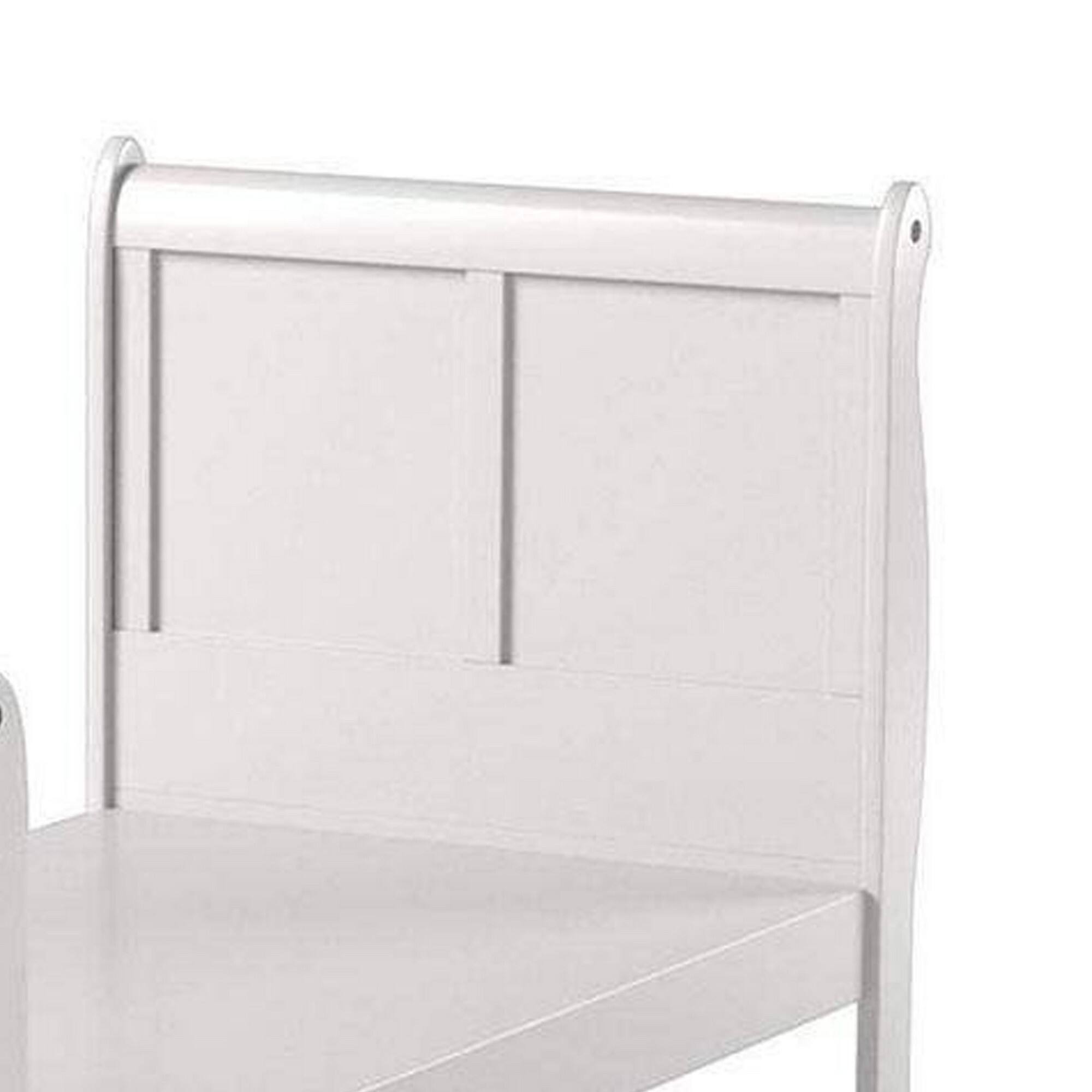 Alt View 3. Manhattan Lane - Sophisticated Contemporary Style Twin Size Sleigh Bed - White.