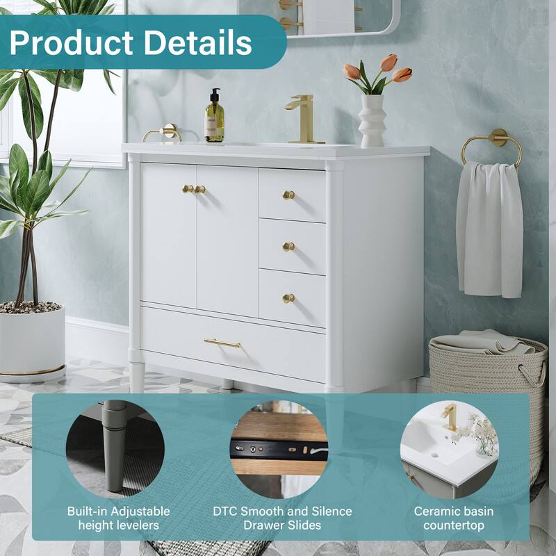 Product Details

1. Built-in Adjustable height levelers
2. DTC Smooth and Silence Drawer Slides
3. Ceramic basin countertop
