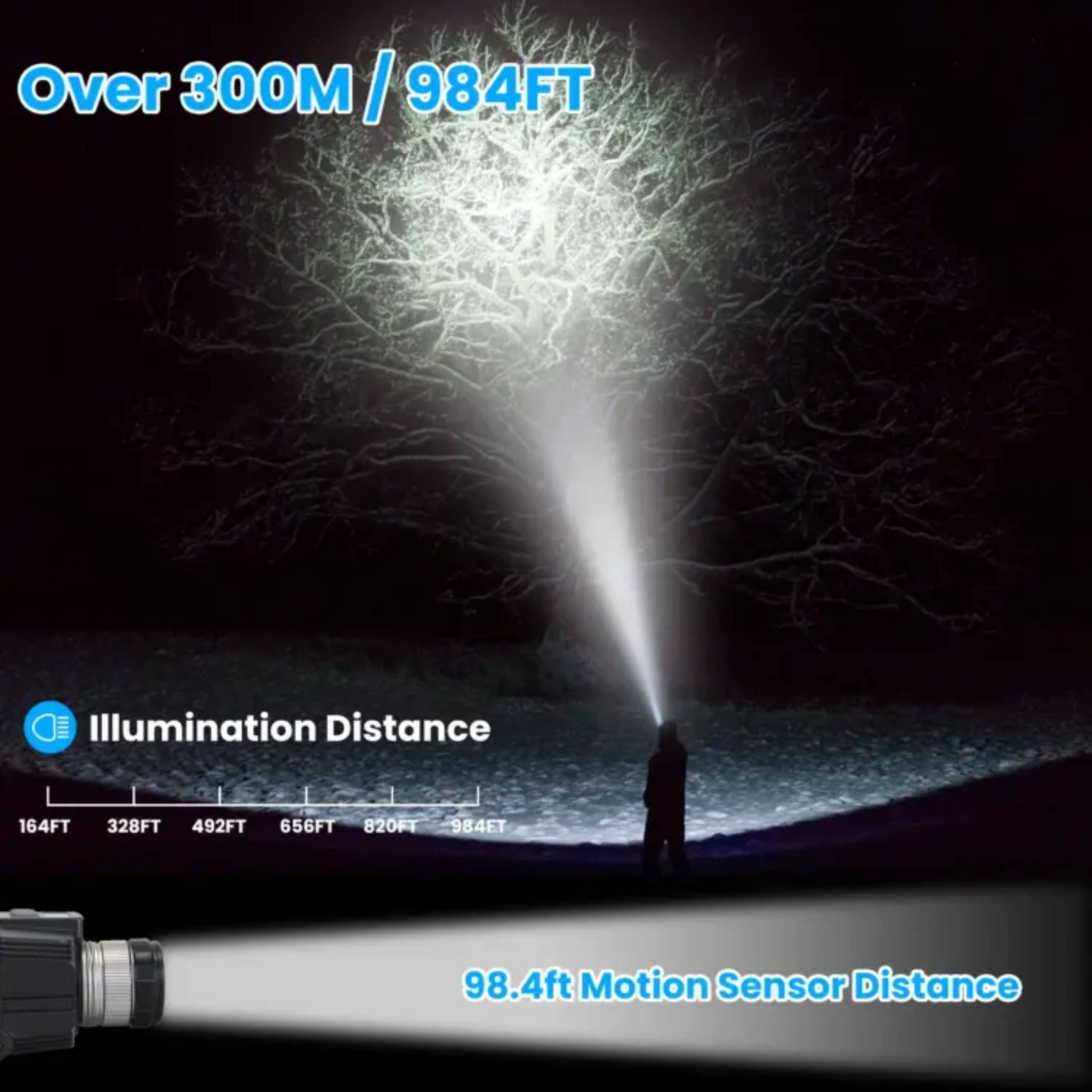 Over 300M / 984FT

Illumination Distance
164FT 328FT 492FT 656FT 820FT 984FT

98.4ft Motion Sensor Distance