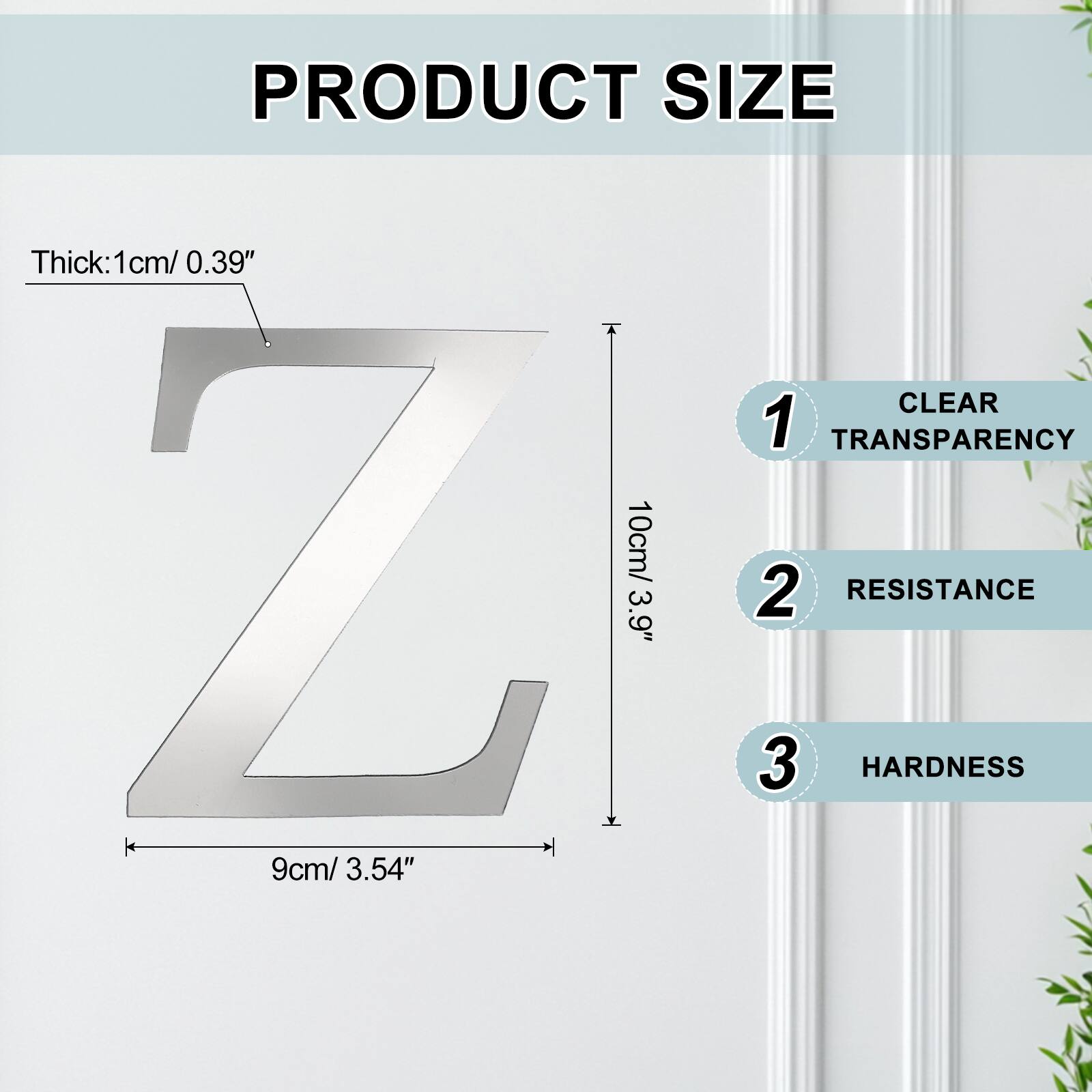PRODUCT SIZE

Thick: 1cm / 0.39"

1. CLEAR TRANSPARENCY
2. RESISTANCE
3. HARDNESS

10cm / 3.9"
9cm / 3.54"