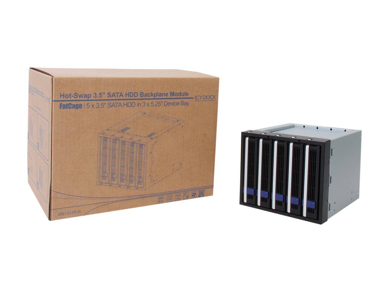 Hot-Swap 3.5" SATA HDD Backplane Module  
ICY DOCK  
FatCage | 5 x 3.5" SATA HDD in 3 x 5.25" Device Bay  
MB155SP-B