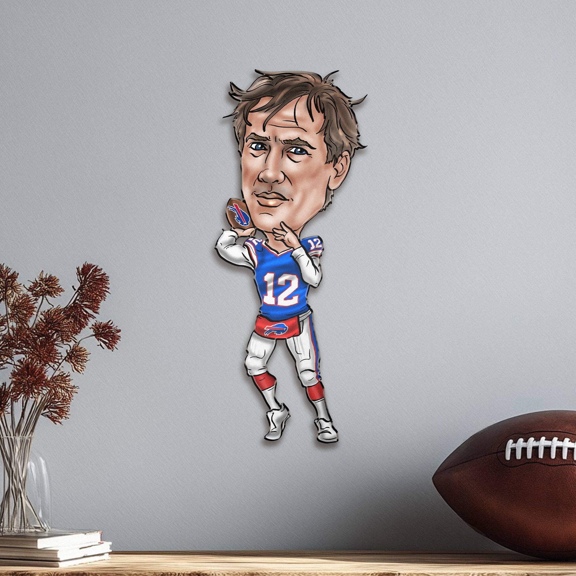 Alt View 1. Sporticulture - Jim Kelly Buffalo Bills Metal Caricature Wall Art - Blue.