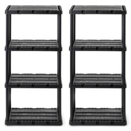 Gracious Living - 4 Shelf Knect-A-Shelf Solid Light Duty Storage Unit, Black 2 Pck - 4 Shelf - Black