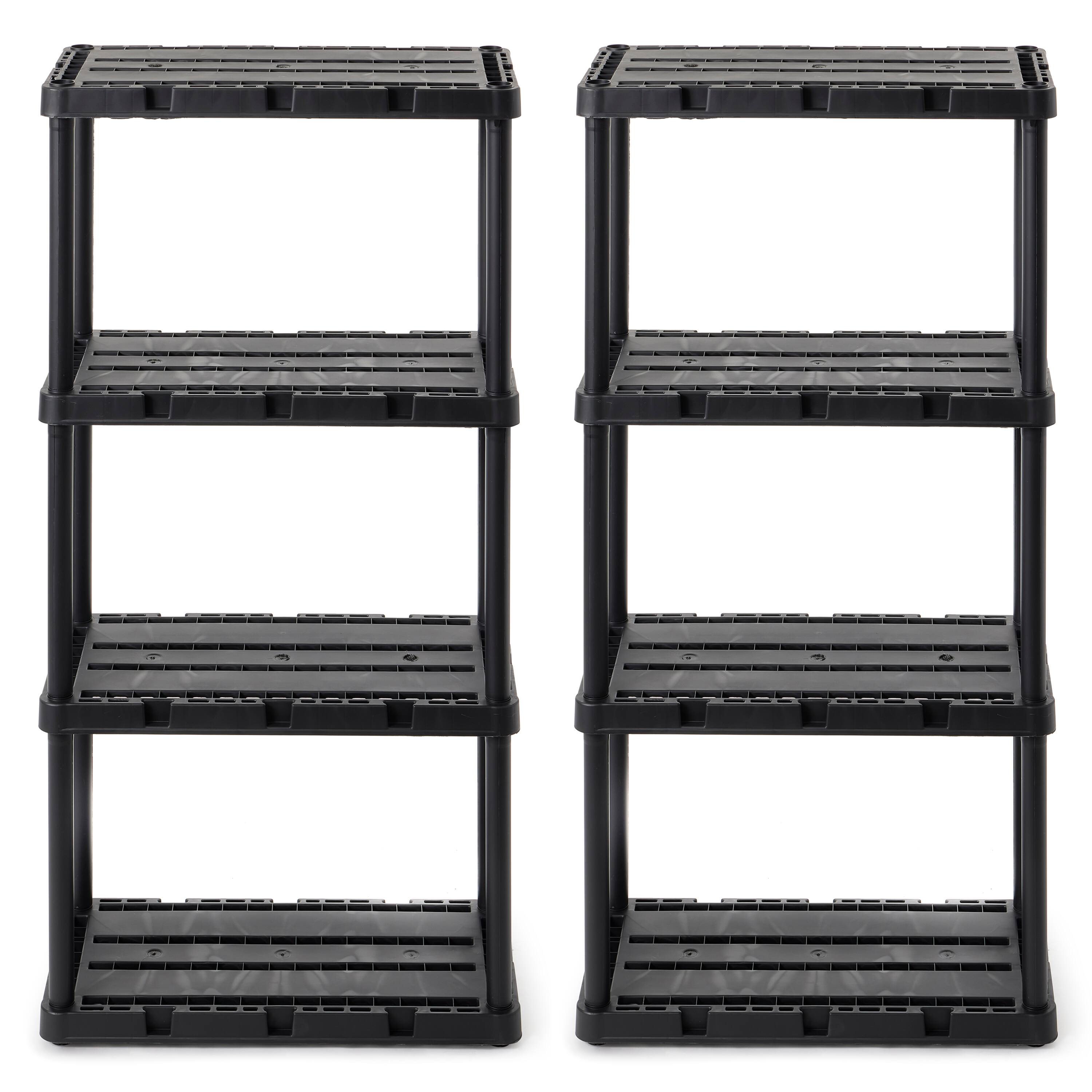 Front. Gracious Living - Gracious Living 4 Shelf Knect-A-Shelf Solid Light Duty Storage Unit, Black 2 Pck - 4 Shelf - Black.
