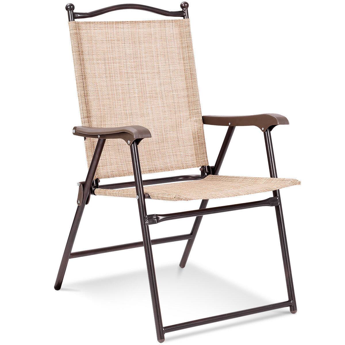 Alt View 4. Gymax - Gymax Set of 2 Folding Patio Furniture Sling Back Chairs Outdoors - as pic.