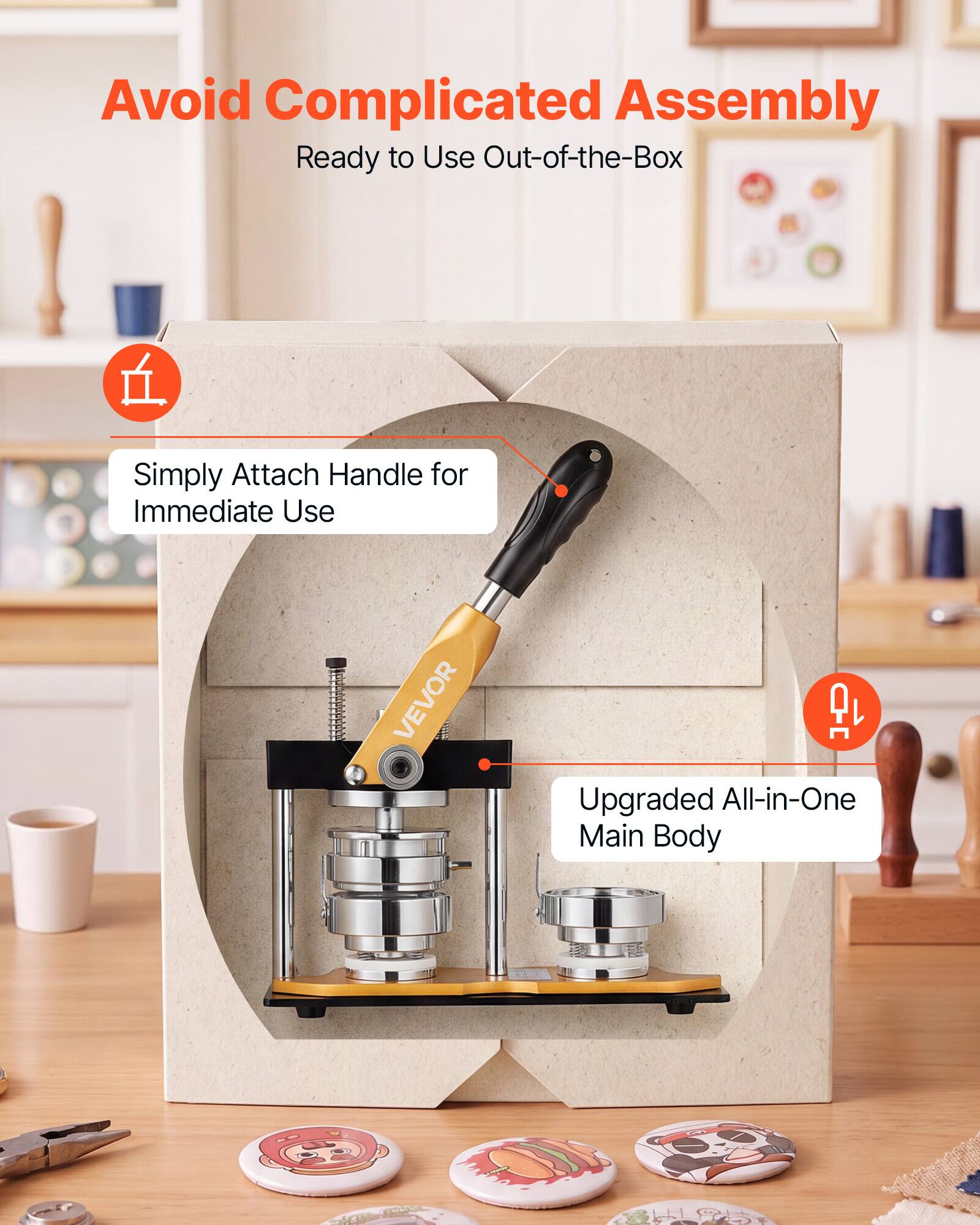 Avoid Complicated Assembly  
Ready to Use Out-of-the-Box  

Simply Attach Handle for Immediate Use  

VEVOR 10 Upgraded All-in-One Main Body