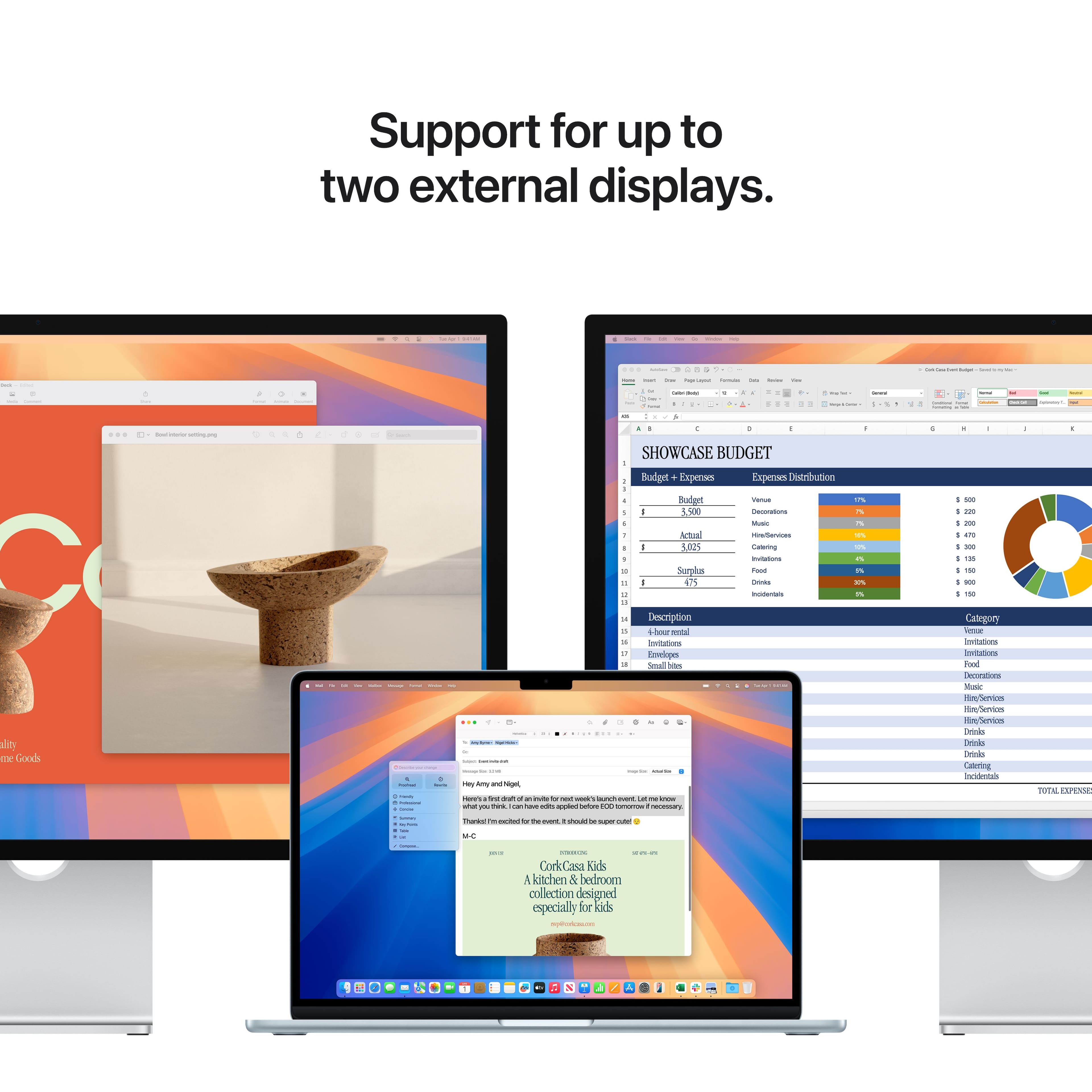 Support for up to two external displays.