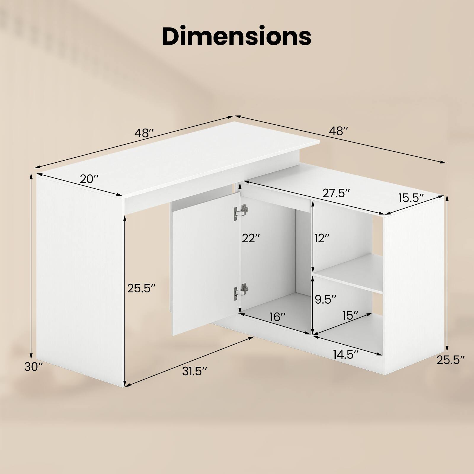 Dimensions: 48" x 48" x 20" x 27.5" x 15.5" x 22" x 12" x 25.5" x 16" x 9.5" x 15" x 30" x 31.5" x 14.5" x 25.5"