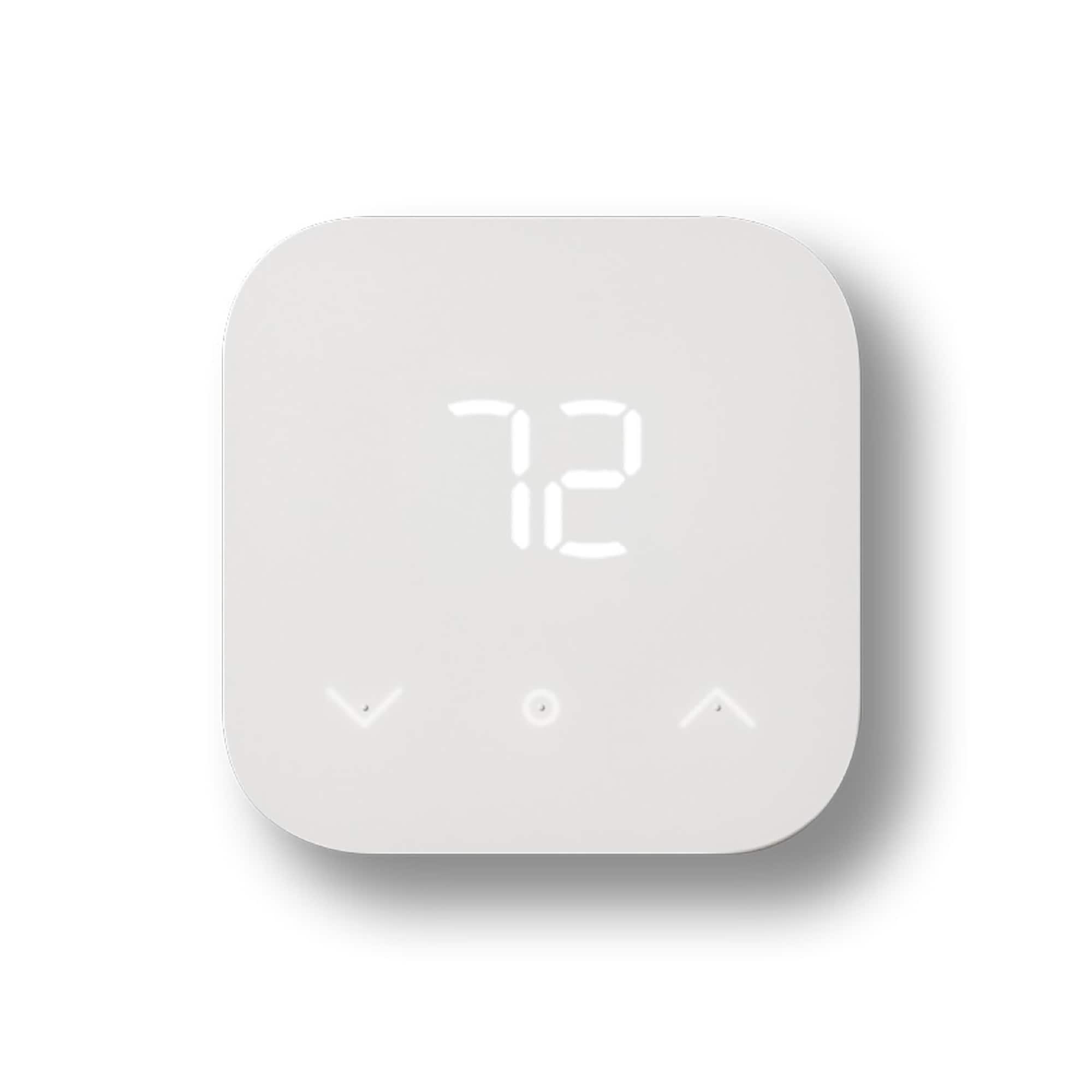 Amazon - Smart Thermostat – Save money and energy - Works with Alexa and Ring - C-wire required - White