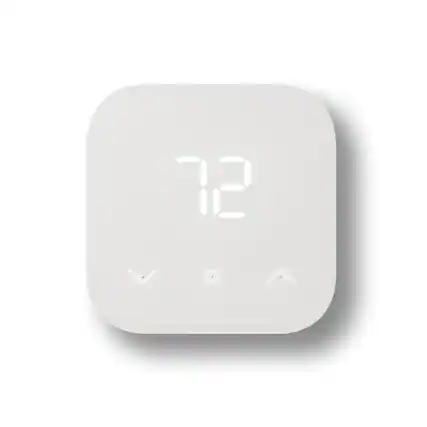 Front. Amazon - Amazon Smart Thermostat – Save money and energy - Works with Alexa and Ring - C-wire required - White.