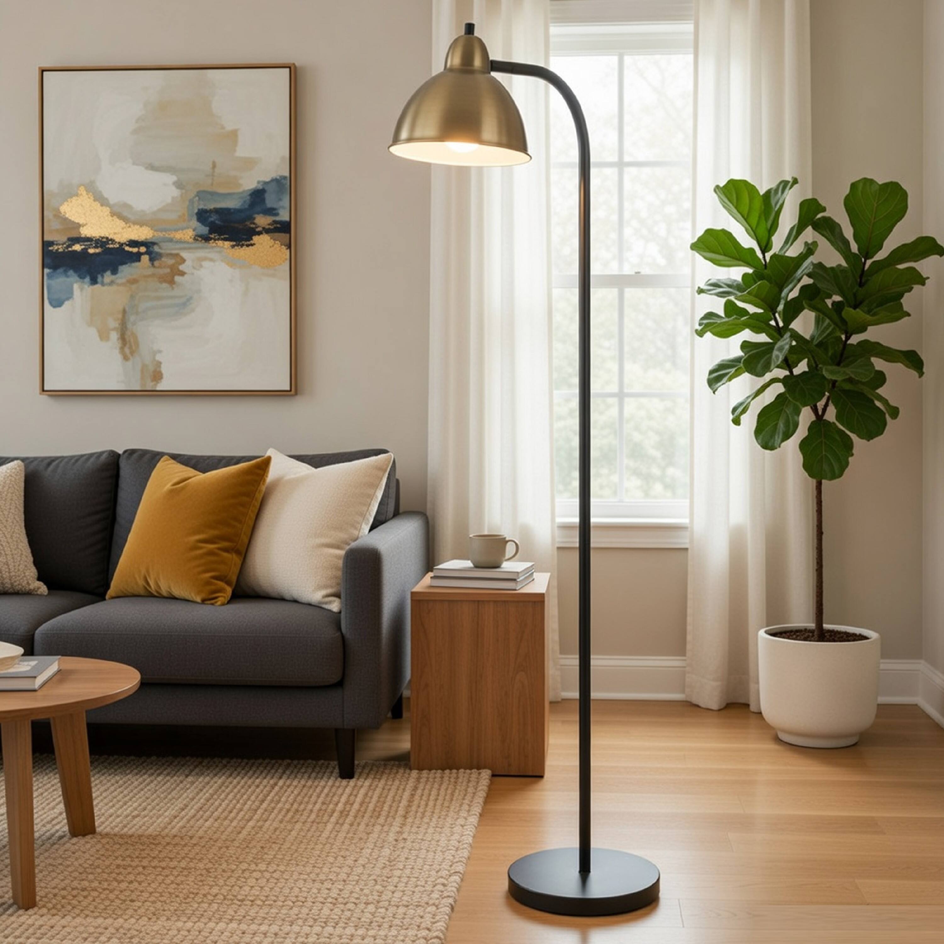 Alt View 5. Manhattan Lane - Floor Lamp, Vintage Style Dome Shade.