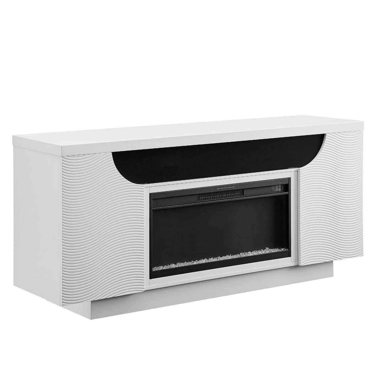 Left. Loheer - Loheer 76 inch white electric fireplace freestanding modern design - White.