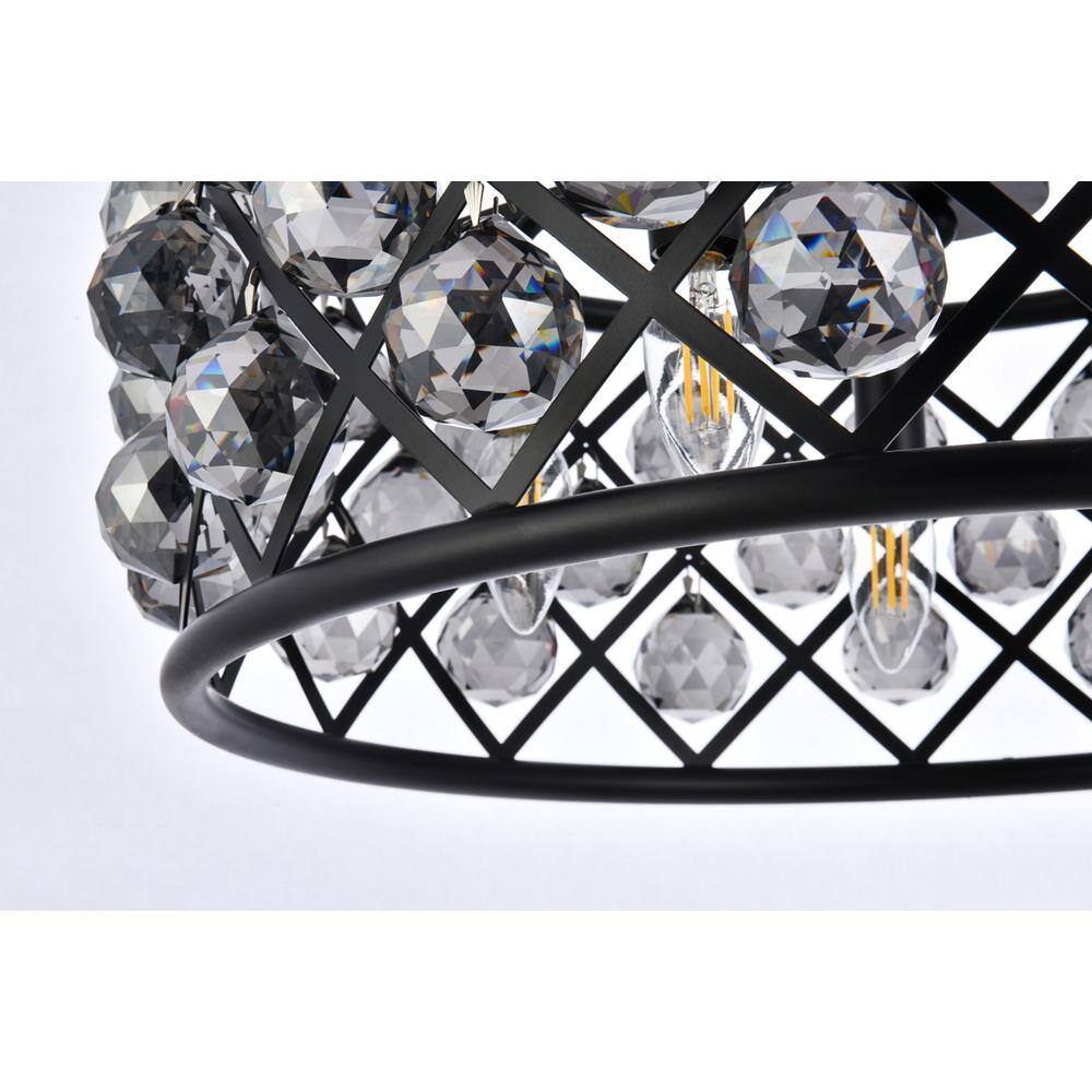 Alt View 2. Urban Classic - Madison 5 light Matte Black Chandelier Silver Shade (Grey) Royal Cut Crystal - Matte Black.
