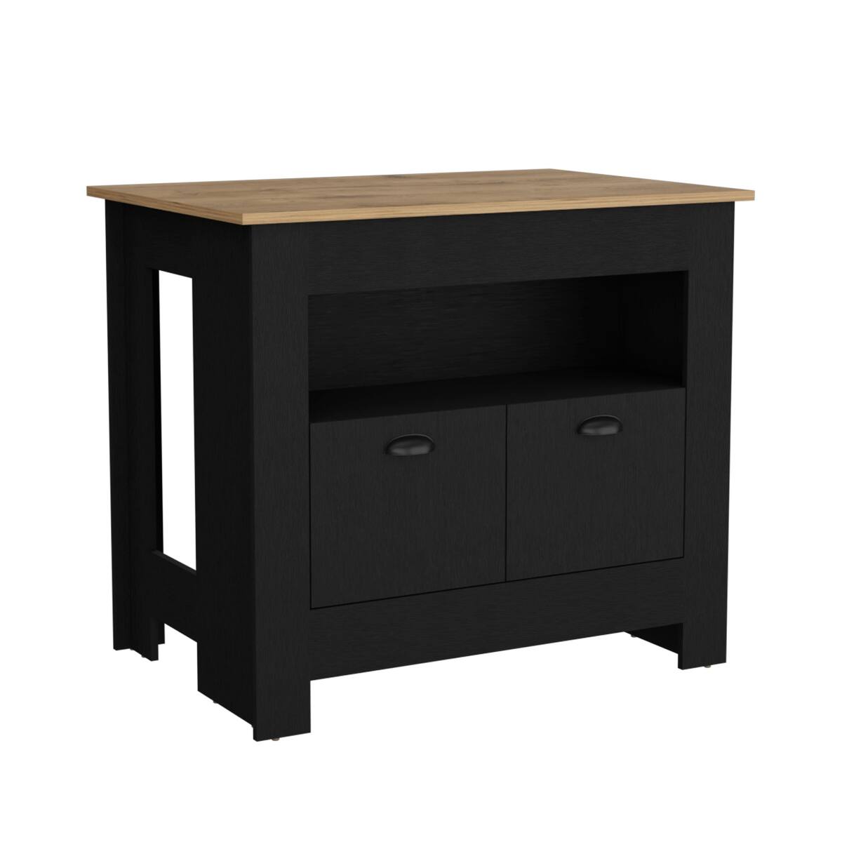 Alt View 2. Loheer - Loheer Arlet Modern Stationary Kitchen Island with Storage Cabinet and Shelf - Multicolor.