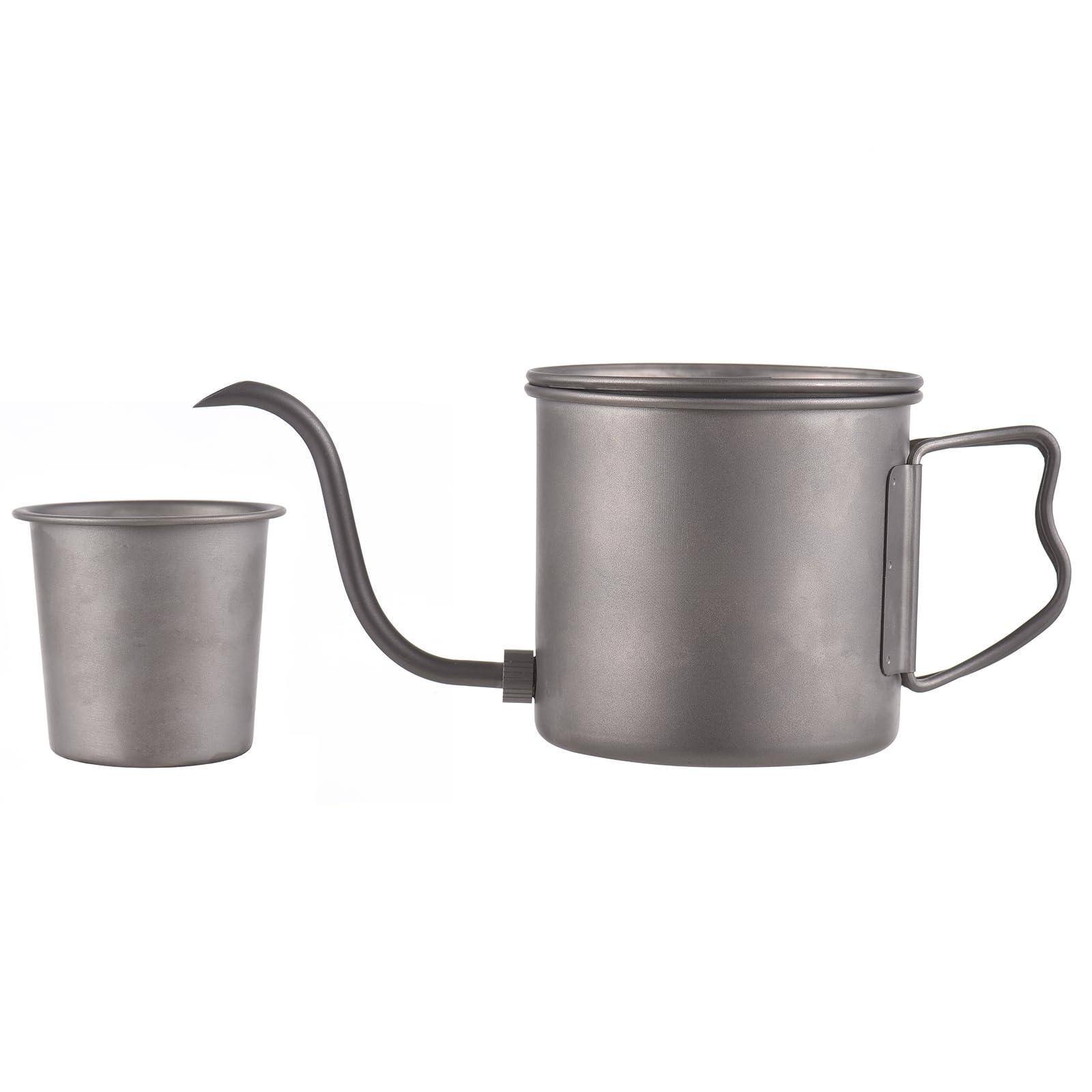 Dapper Styles - Titanium Camping Kettle - Coffee Pot With Removable Spout - Kettle with 1 water cup