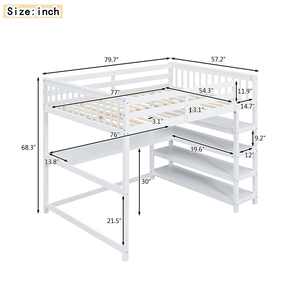 Size: inch  
79.7" 57.2" 77" 54.3" 11.9" 3.1" 13.1" 14.7" 68.3" 13.8" 76" 39.6" 9.2" 12" 30" 21.5"