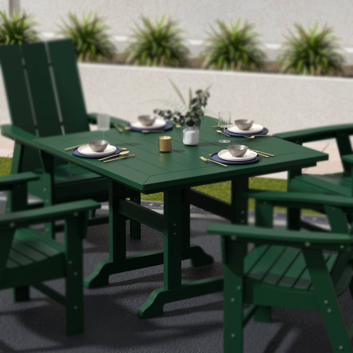 Angle. WestinTrends - WestinTrends Malibu 43" Outdoor Patio Square Dining Table - Dark Green.
