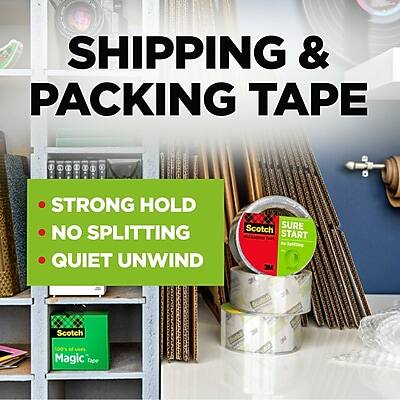 SHIPPING & PACKING TAPE

- STRONG HOLD
- NO SPLITTING
- QUIET UNWIND

Scotch Sure Start
Scotch Magic Tape