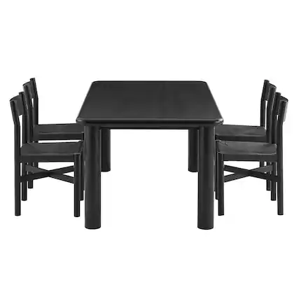 Front. Modway - Alvia 5-Piece Wood Dining Table and Chairs Set by Modway - Black.
