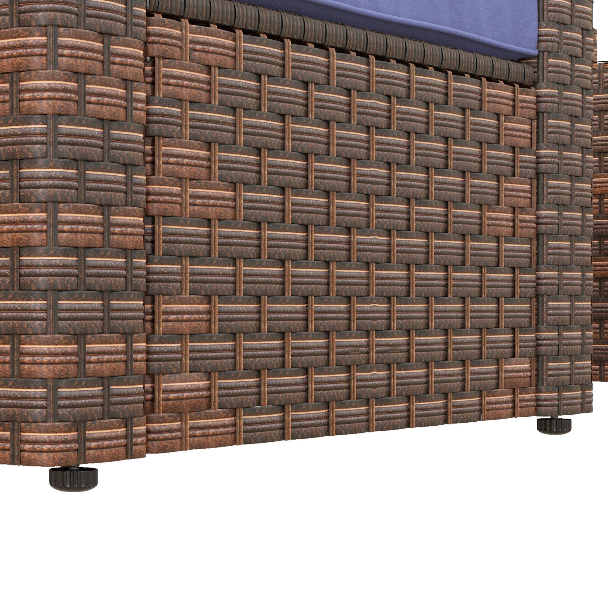 Alt View 7. Outsunny - 5 Piece Patio Furniture Set, All Weather PE Rattan Conversation Chair, and Ottoman Set with Coffee Table - Dark Blue.