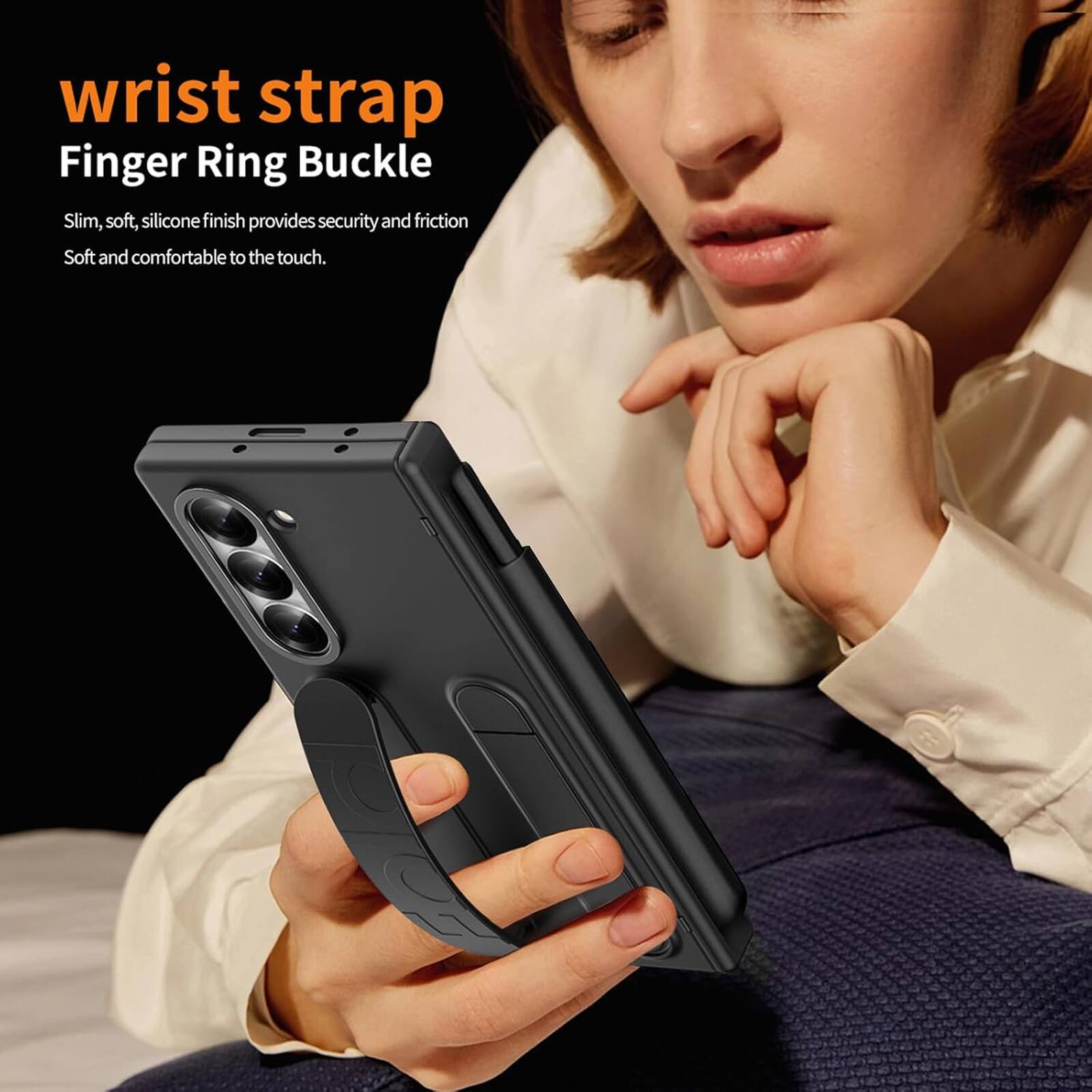 wrist strap Finger Ring Buckle Slim, soft, silicone finish provides security and friction Soft and comfortable to the touch.
