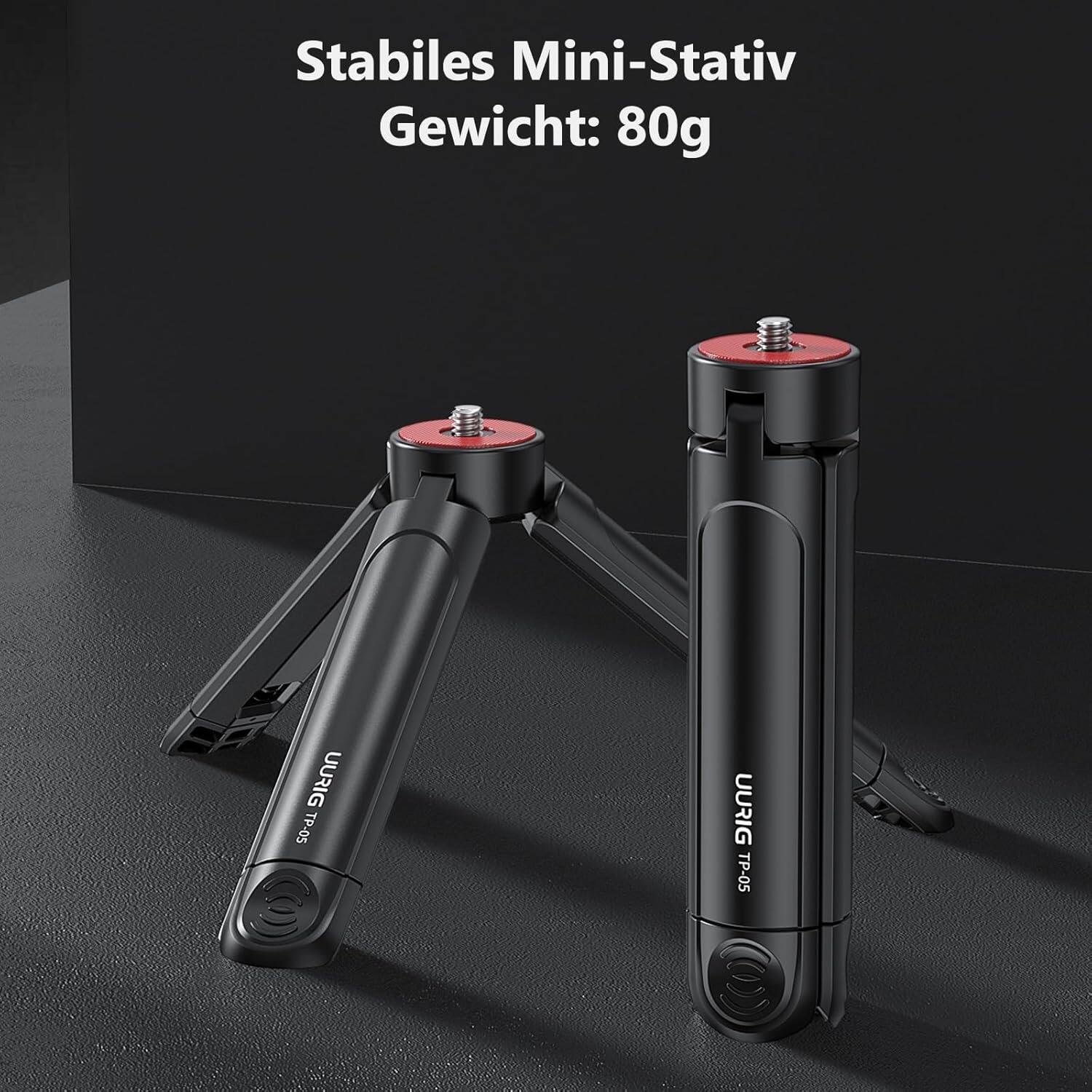 Stabiles Mini-Stativ  
Gewicht: 80g  

URIG TP-05