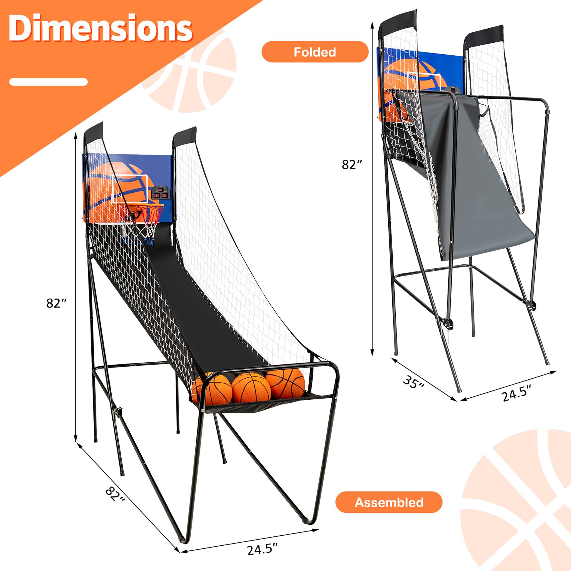 Dimensions: Folded 82" x 82" x 35" and Assembled 24.5" x 82" x 82".