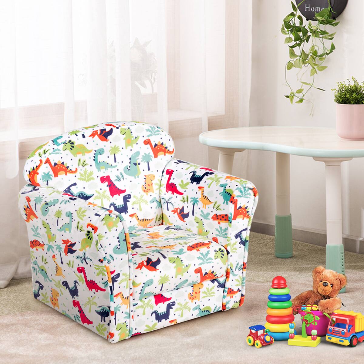 Alt View 1. Costway - Toddler Children Single Sofa Armrest Chair Furniture Cute Gift for Kids - Multicolour.