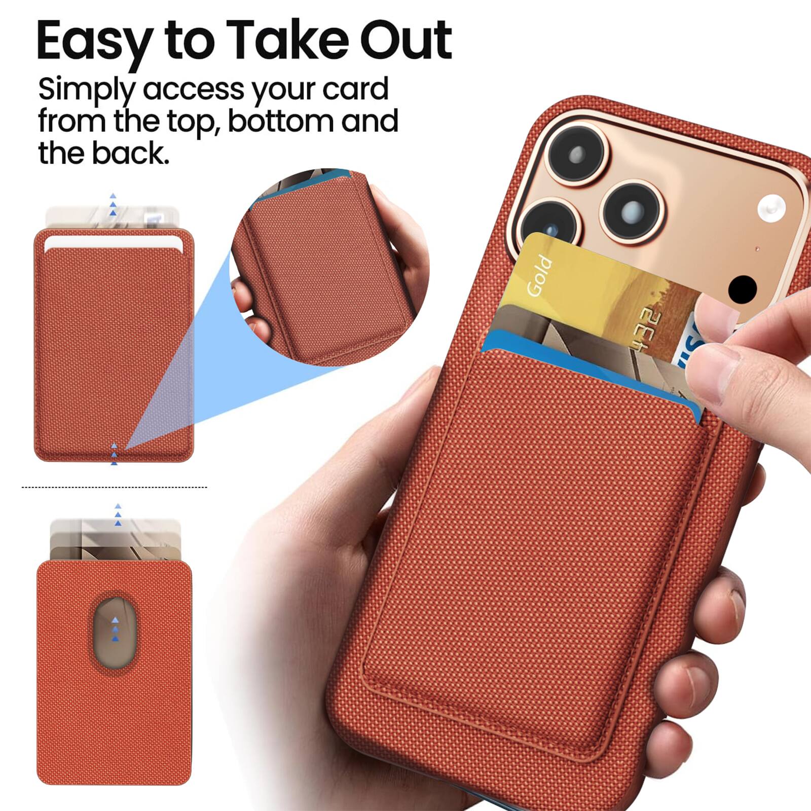 Easy to Take Out  
Simply access your card from the top, bottom and the back.