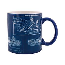 Silver Buffalo - Star Wars Millennium Falcon Schematics Ceramic Mug | Holds 20 Ounces - Multi-Colored