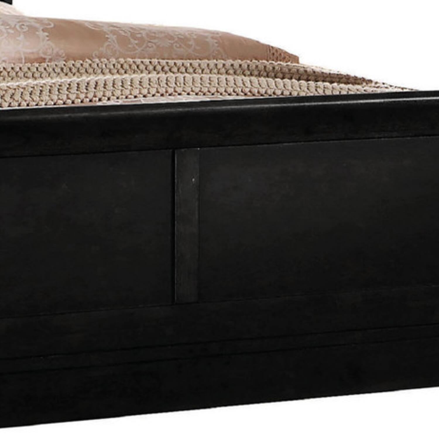 Alt View 2. Manhattan Lane - Transitional Panel Design Sleigh Eastern King Size Bed, Black - Black.