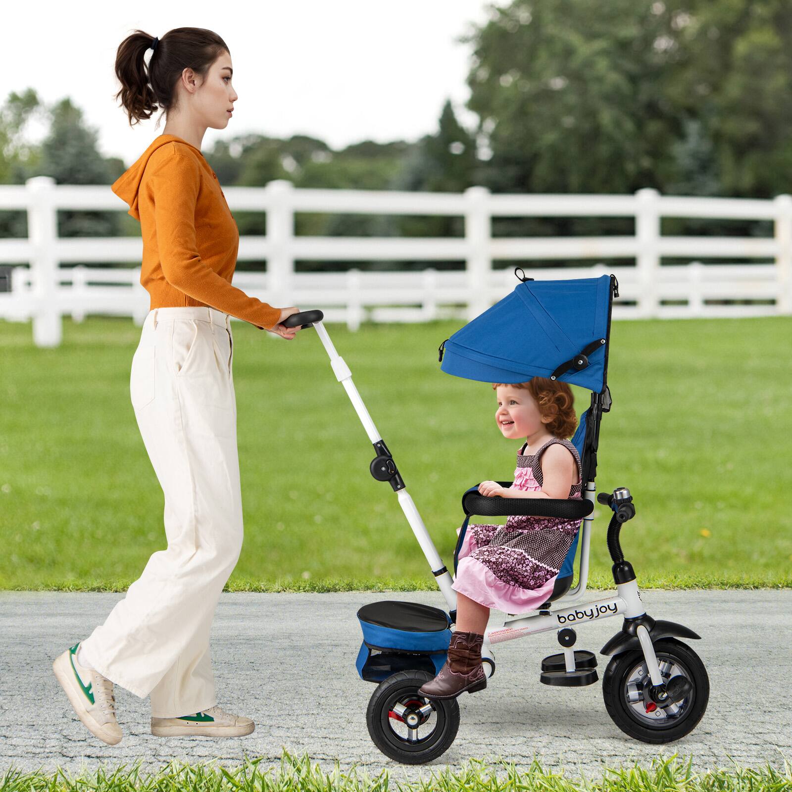 Alt View 1. Costway - Costway 5-in-1 Folding Trike for Toddlers 1-5 Years Old with Safety Harness Storage - Blue.