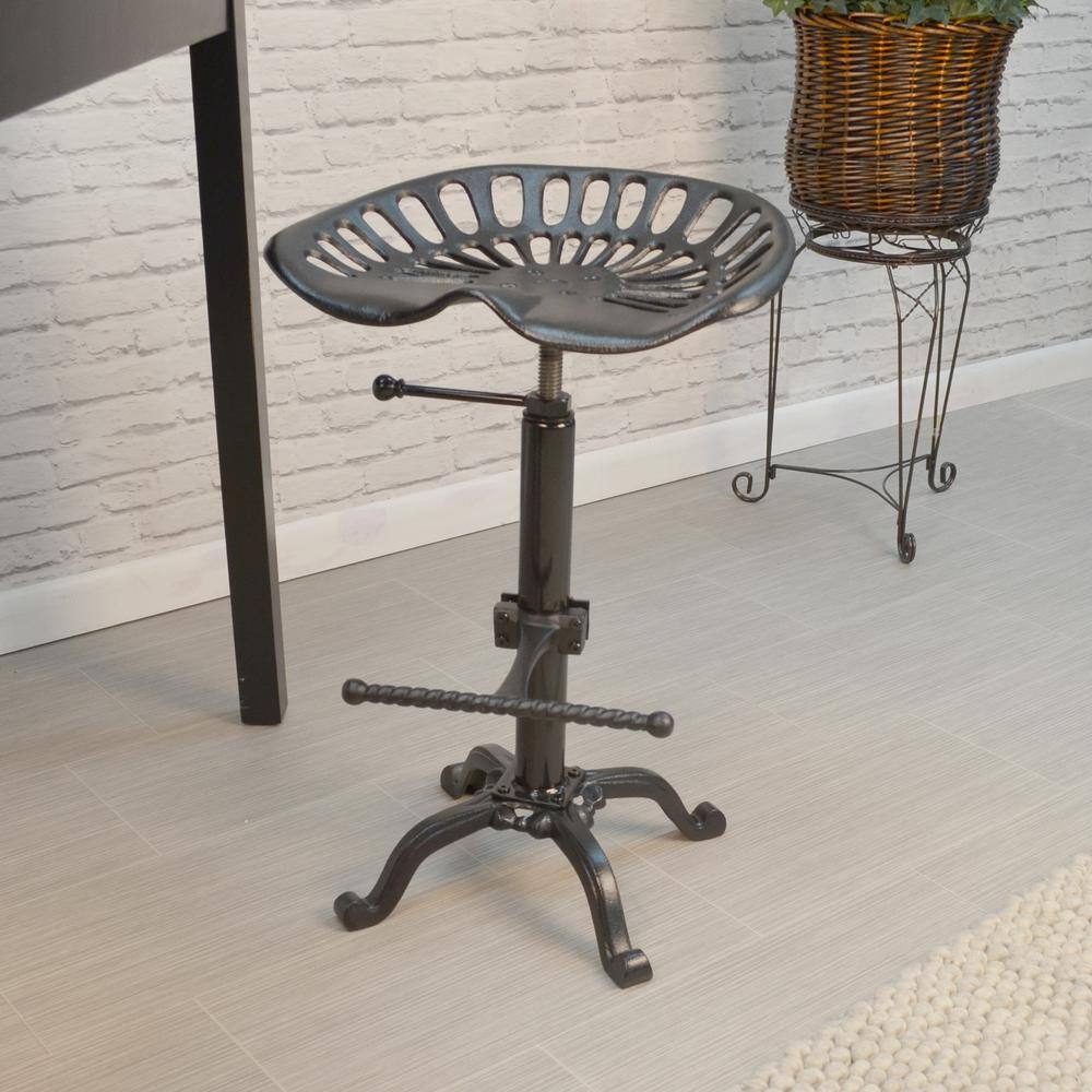 Alt View 3. Carolina Chair & Table - Adjustable Tractor Seat Barstool - Black - Black.