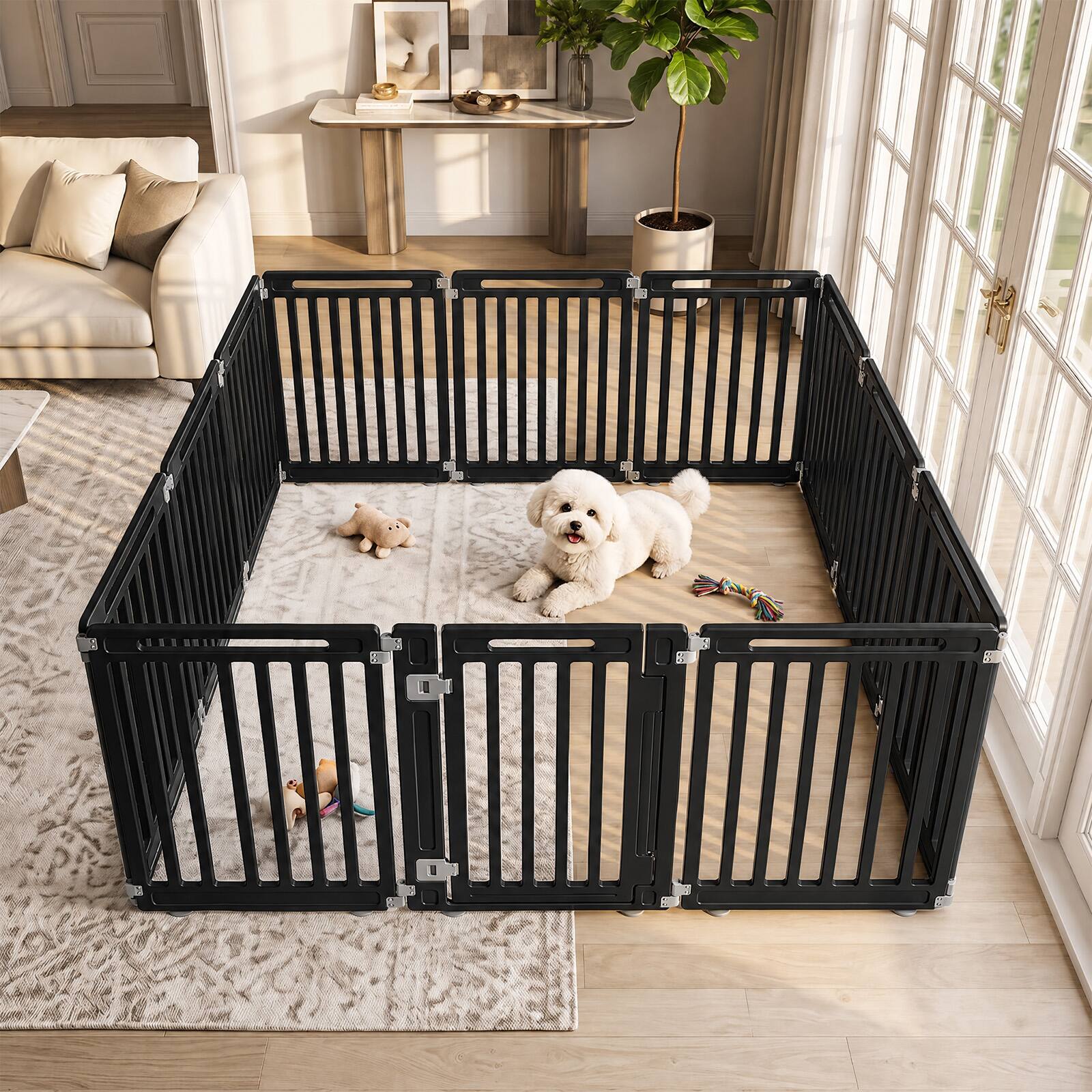 Alt View 7. Gymax - Gymax Indoor Outdoor Dog Playpen w/Door Lock 31.5'' Height 12 Panels for RV Camping Black - Black.
