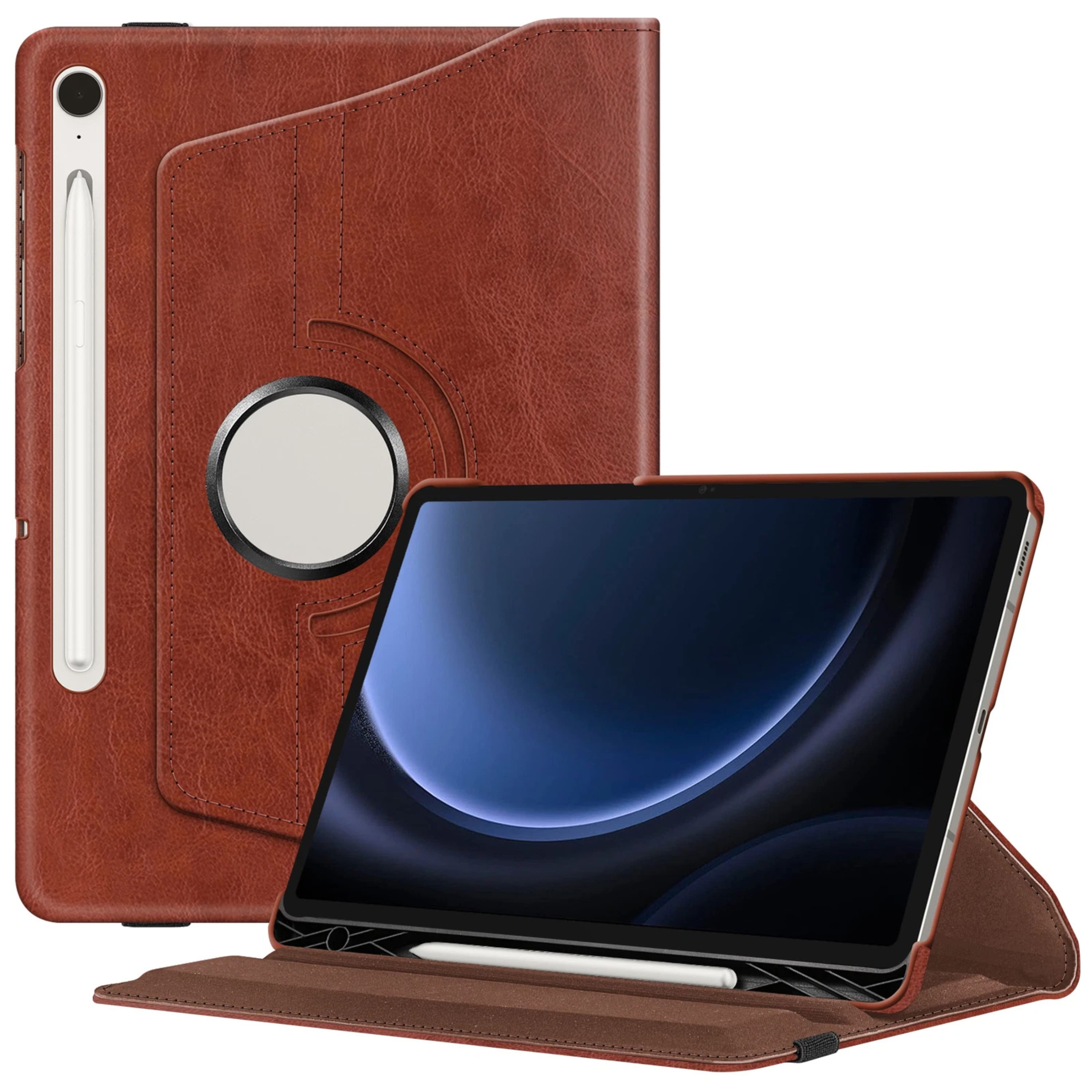 Kitcheniva - 360 Degree Rotating Case For Samsung Galaxy Tab S9 FE 10.9 Inch - Brown