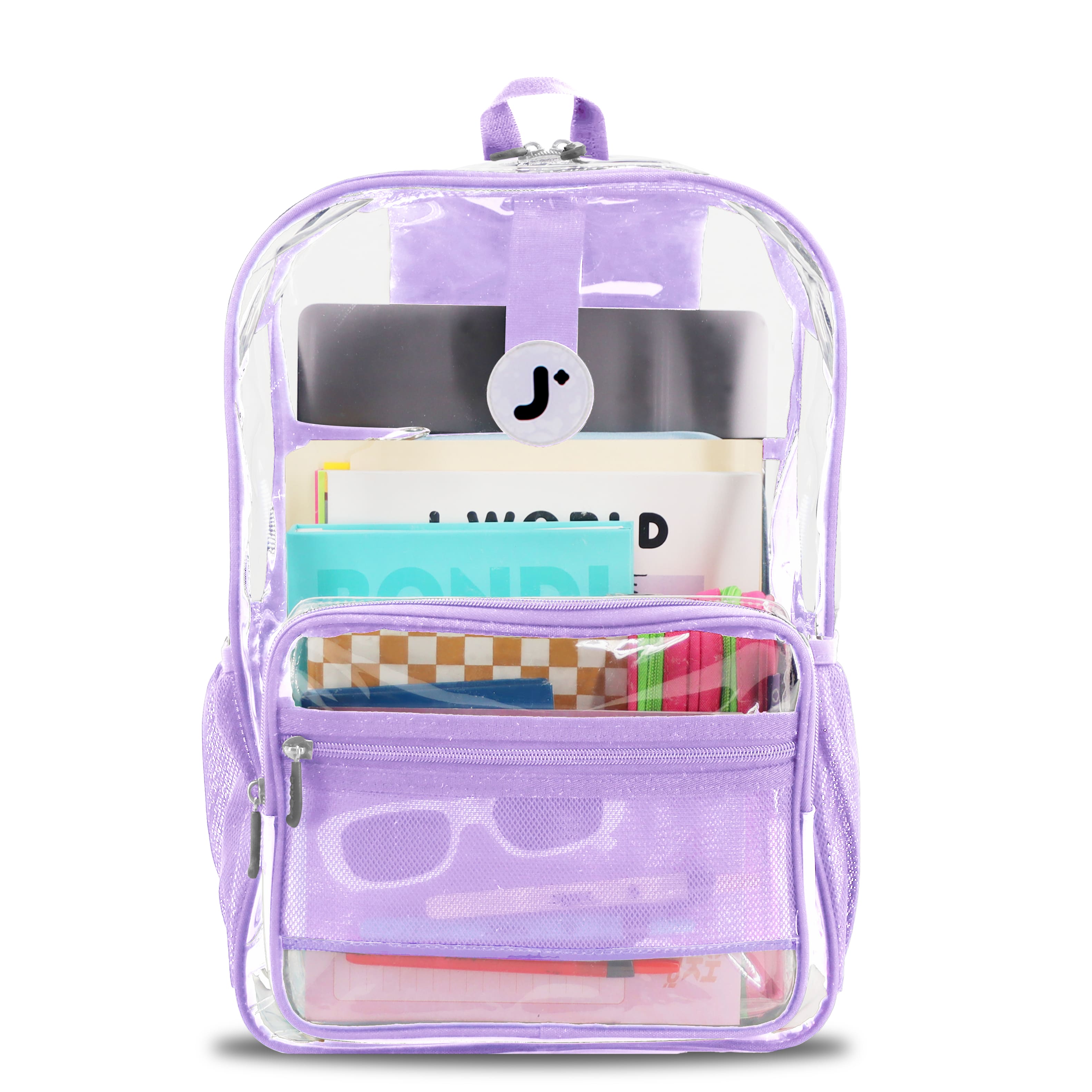 J World - Unisex Clear 17" Laptop Backpack, Clear - DIGITAL LAVENDER