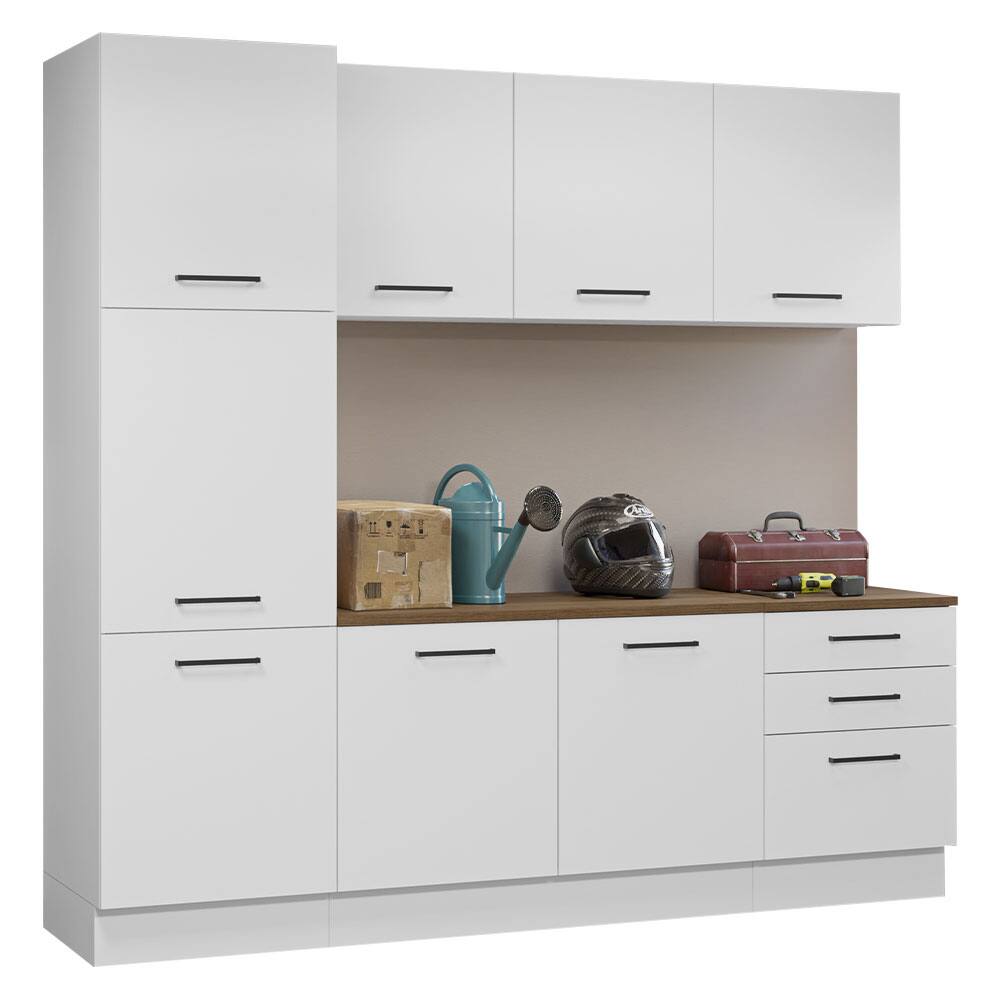 Front. Madesa - Madesa Garage Storage Cabinet Set 94"L Multiple Compartments Modular Pantry Base Cabinet Cupboard - White - White.