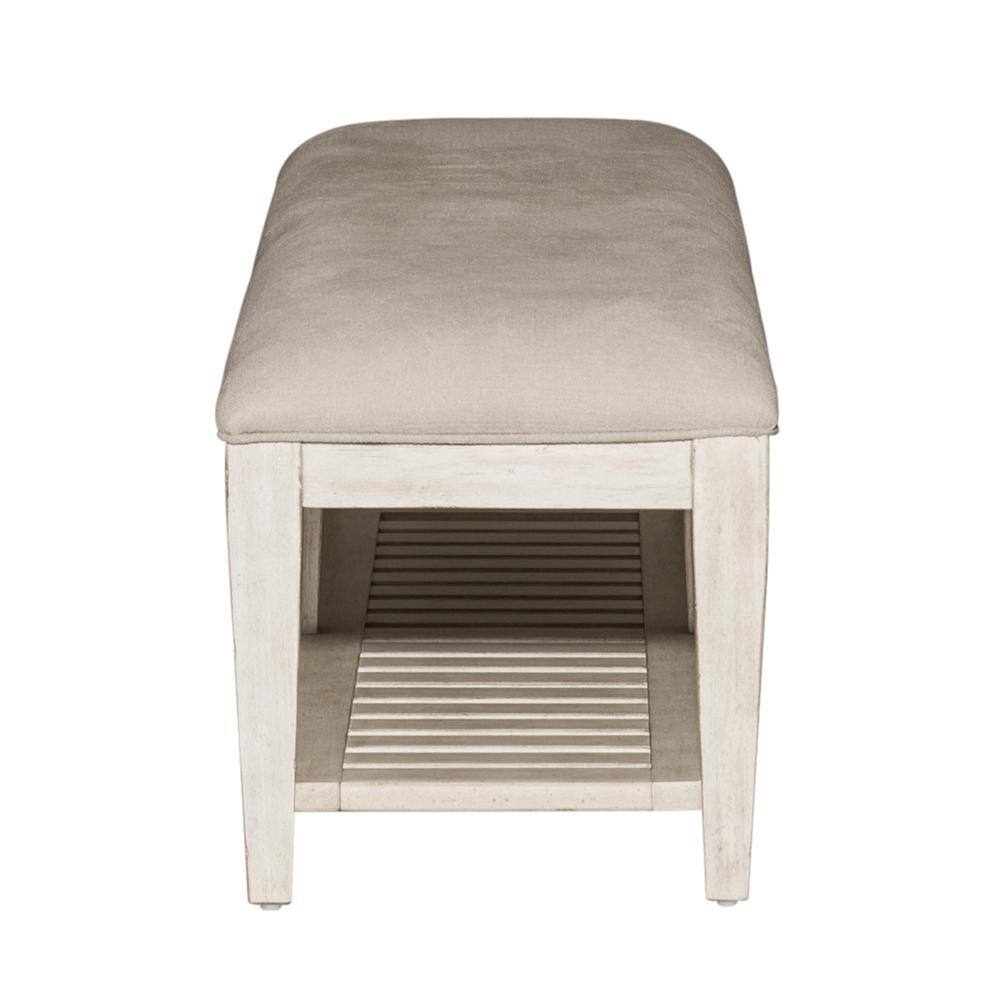 Left. Liberty Furniture Industries - Heartland Bed Bench in Antique White w/ Tobacco Top - White.
