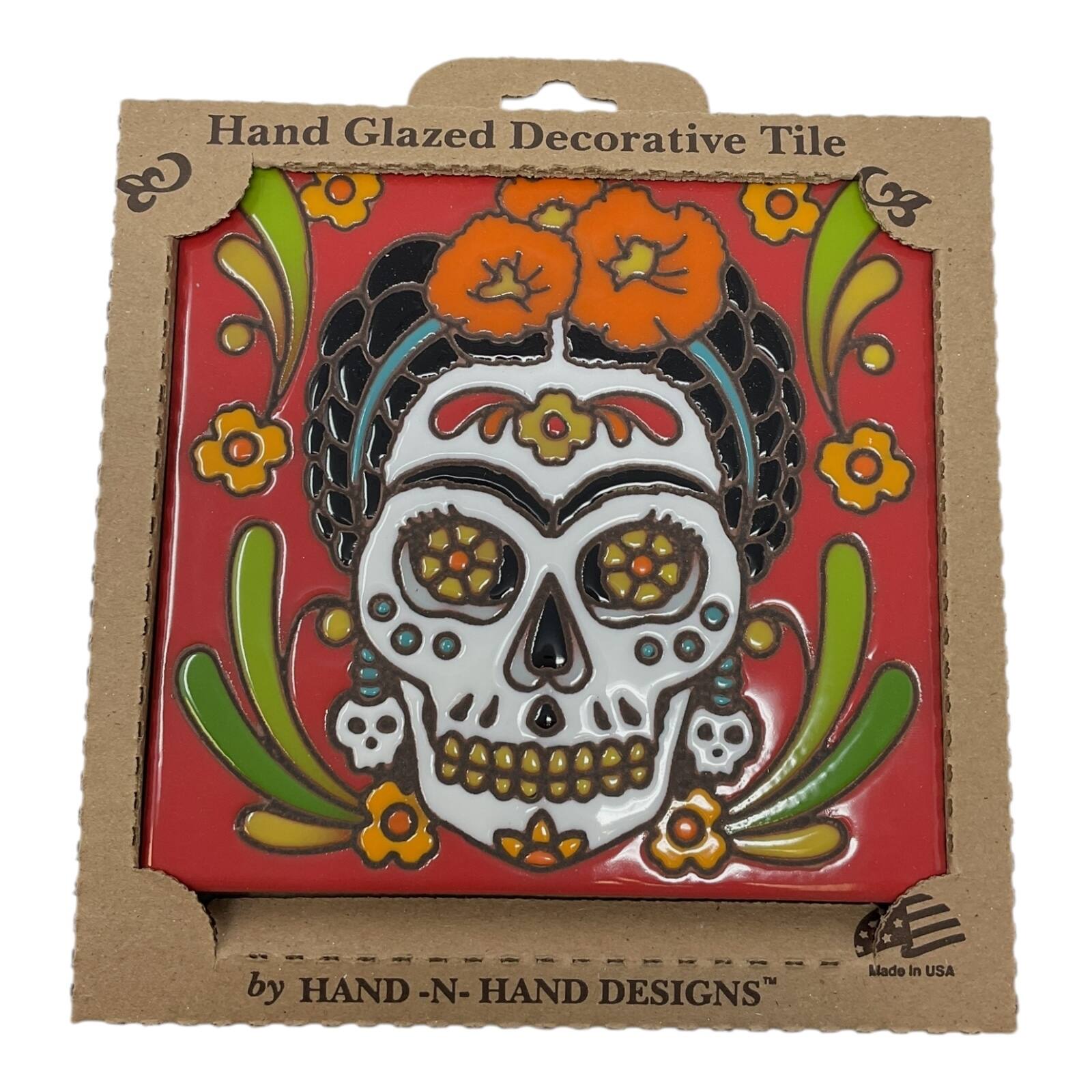 Hand Glazed Decorative Tile I by HAND -N- HAND DESIGNS Made In USA