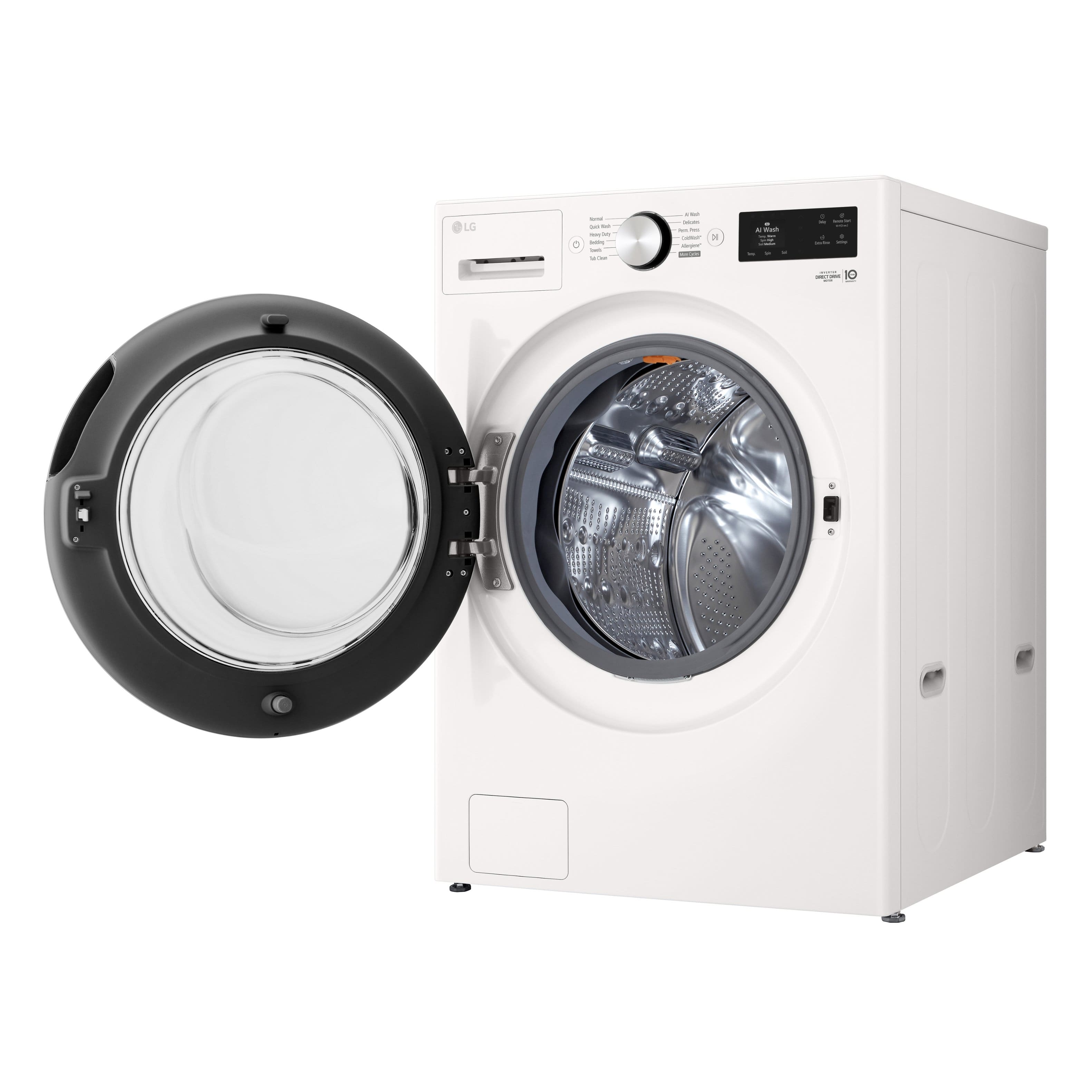 Alt View 7. LG - 5.0 Cu. Ft. High-Efficiency Stackable Smart Front Load Washer with Steam and TurboWash 360° - Alpine White.