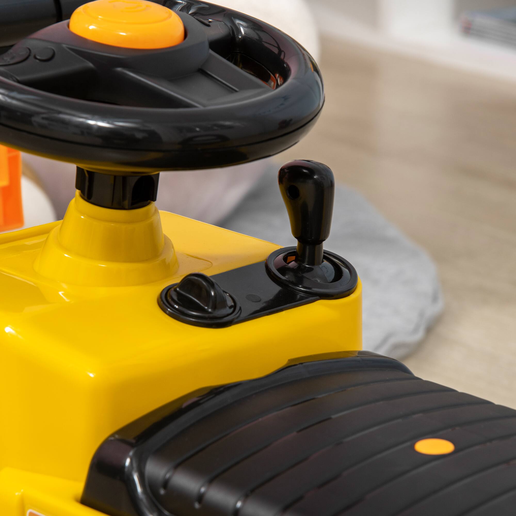 Alt View 6. Ecooso - Kids Sit & Scoot Forklift Ride-On Toy with Lever Control and Under-Seat Storage - Yellow.