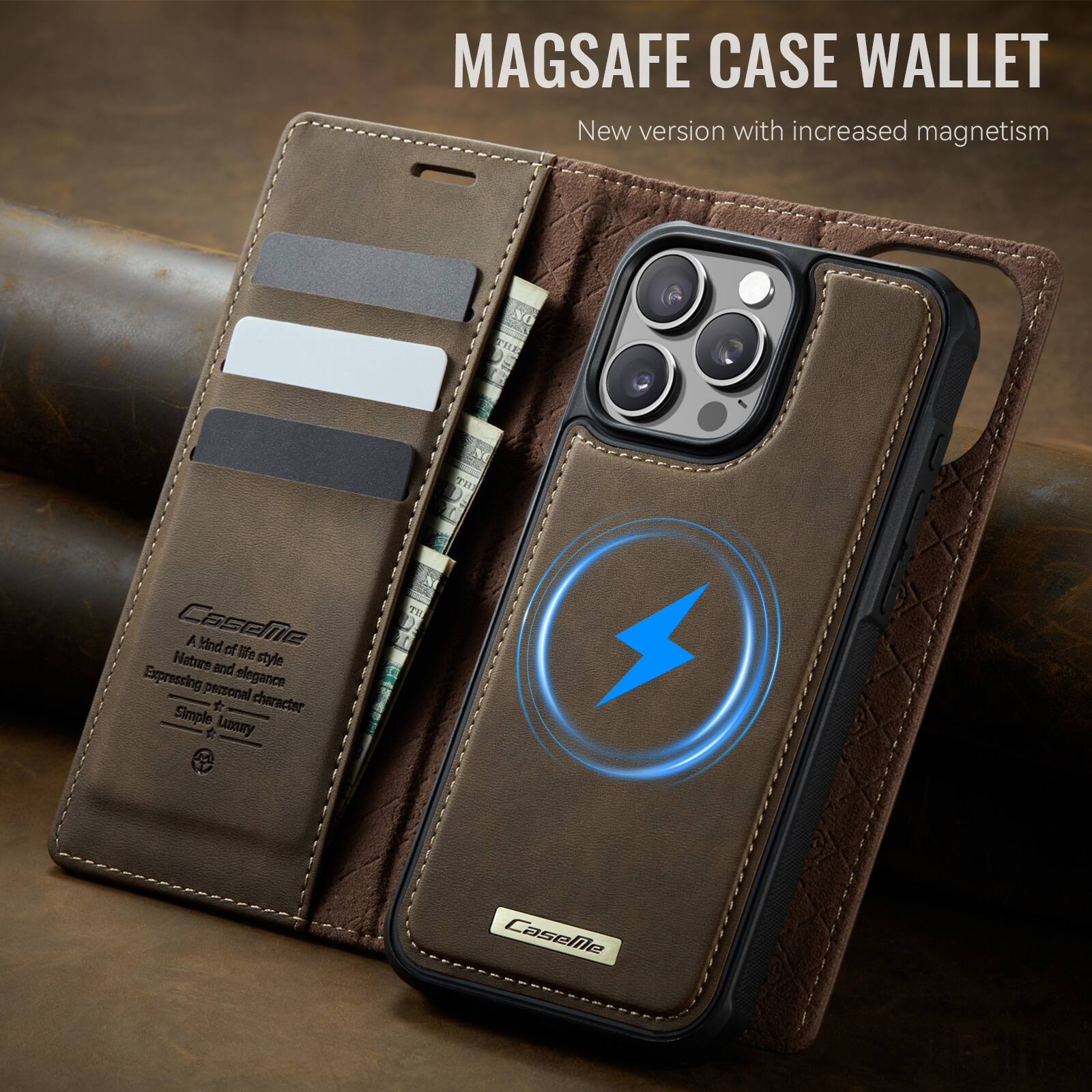 MAGSAFE CASE WALLET  
New version with increased magnetism  

A blend of life style and elegance  
Expressing personal character  
Simple Luxury  

Caselle