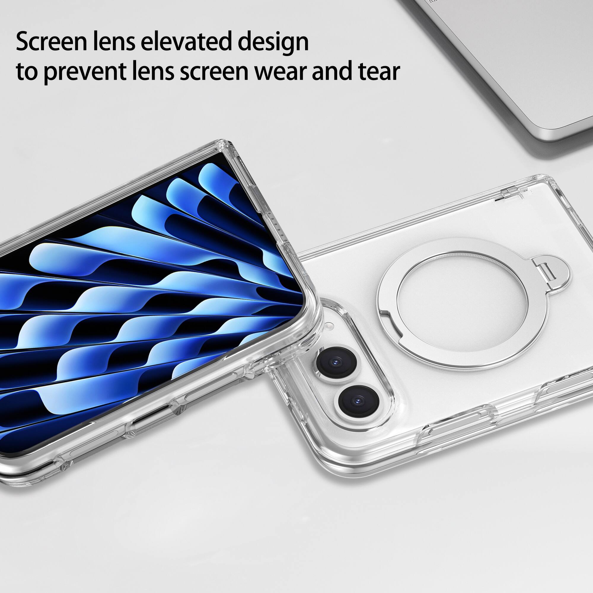 Screen lens elevated design to prevent lens screen wear and tear