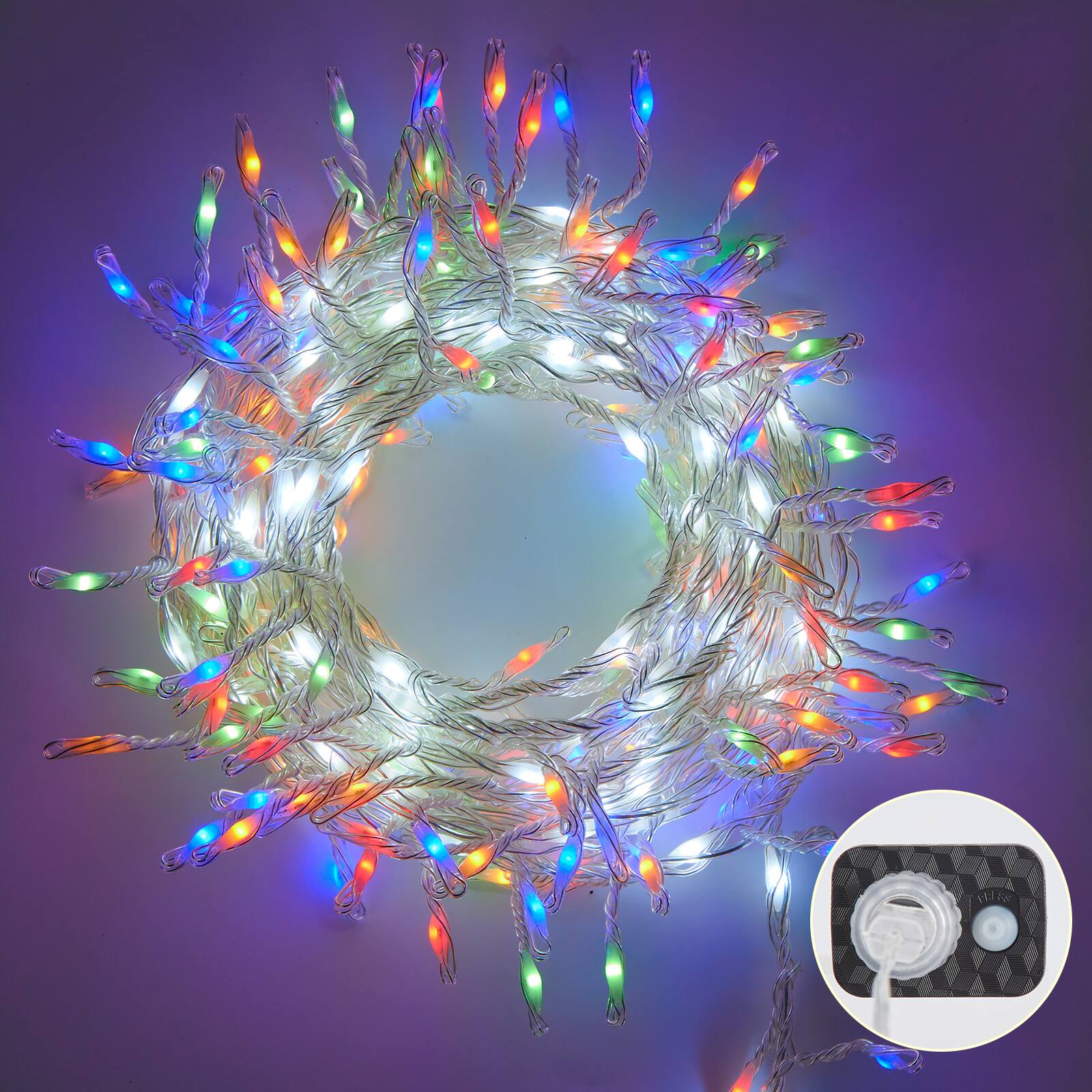 Alt View 1. IMAGE - 16.4ft 300 LED Firecracker Cluster Starry String Lights - Mixed RGB Color & White.