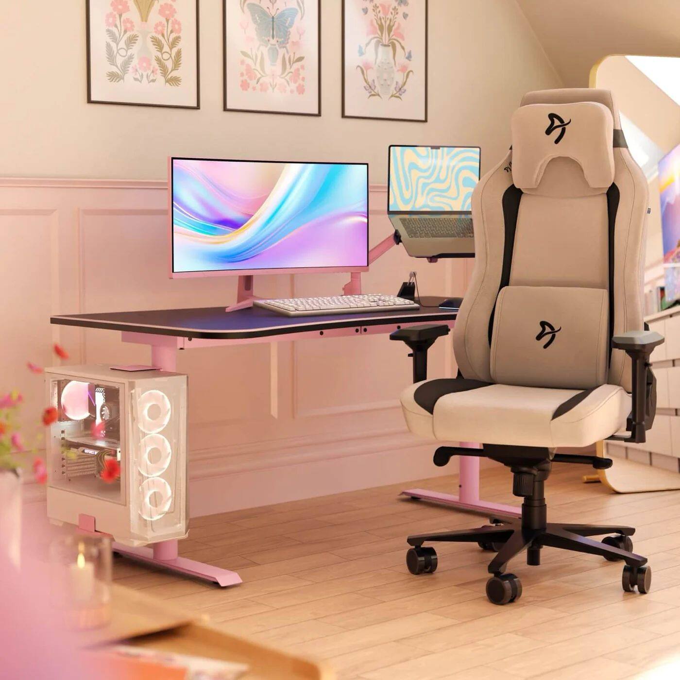 Alt View 2. Arozzi - Arena Gaming Desk - Large - Pink.