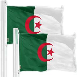 G128 - 2-Pack Algeria Flag 3x5 ft Printed 150D Polyester, Brass Grommets, Indoor/Outdoor - Assorted Colors