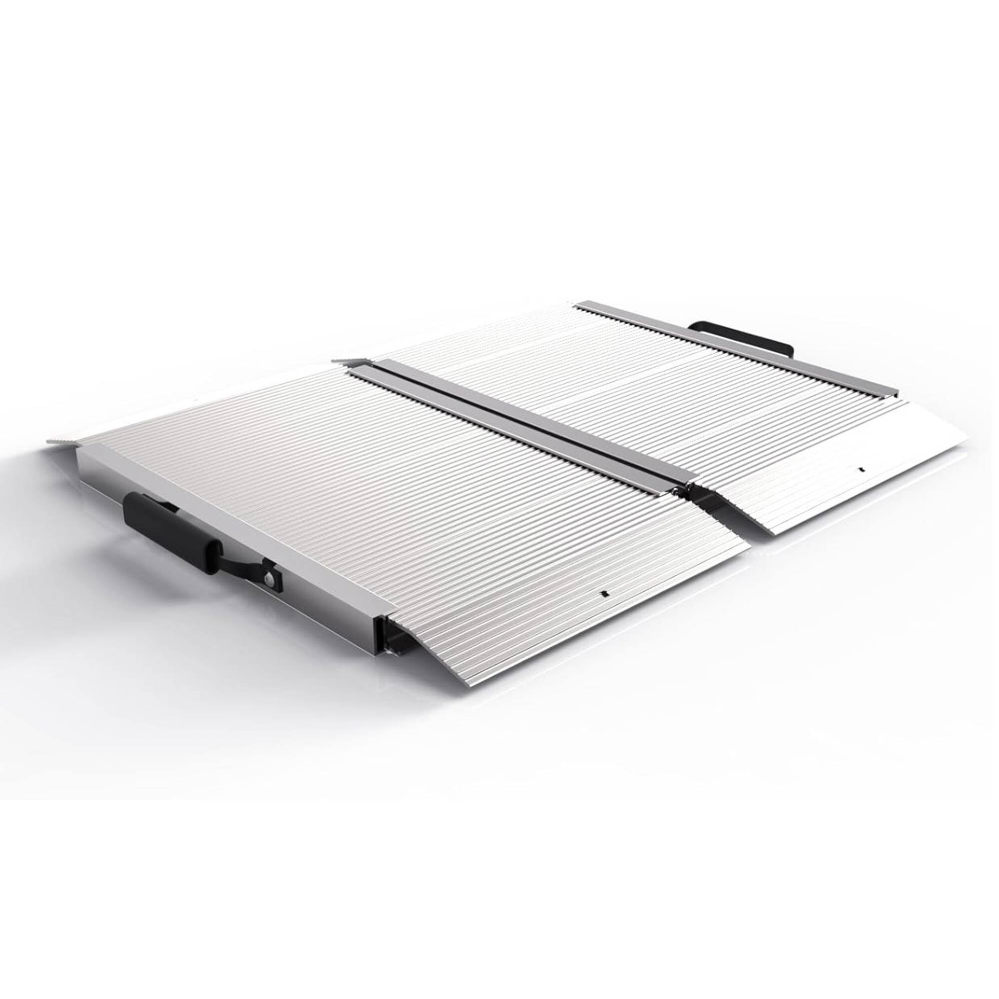 Front. EZ-ACCESS - EZ-ACCESS TRAVERSE 2 Foot Singlefold Edgeless Portable Loading Ramp, Silver - Silver.